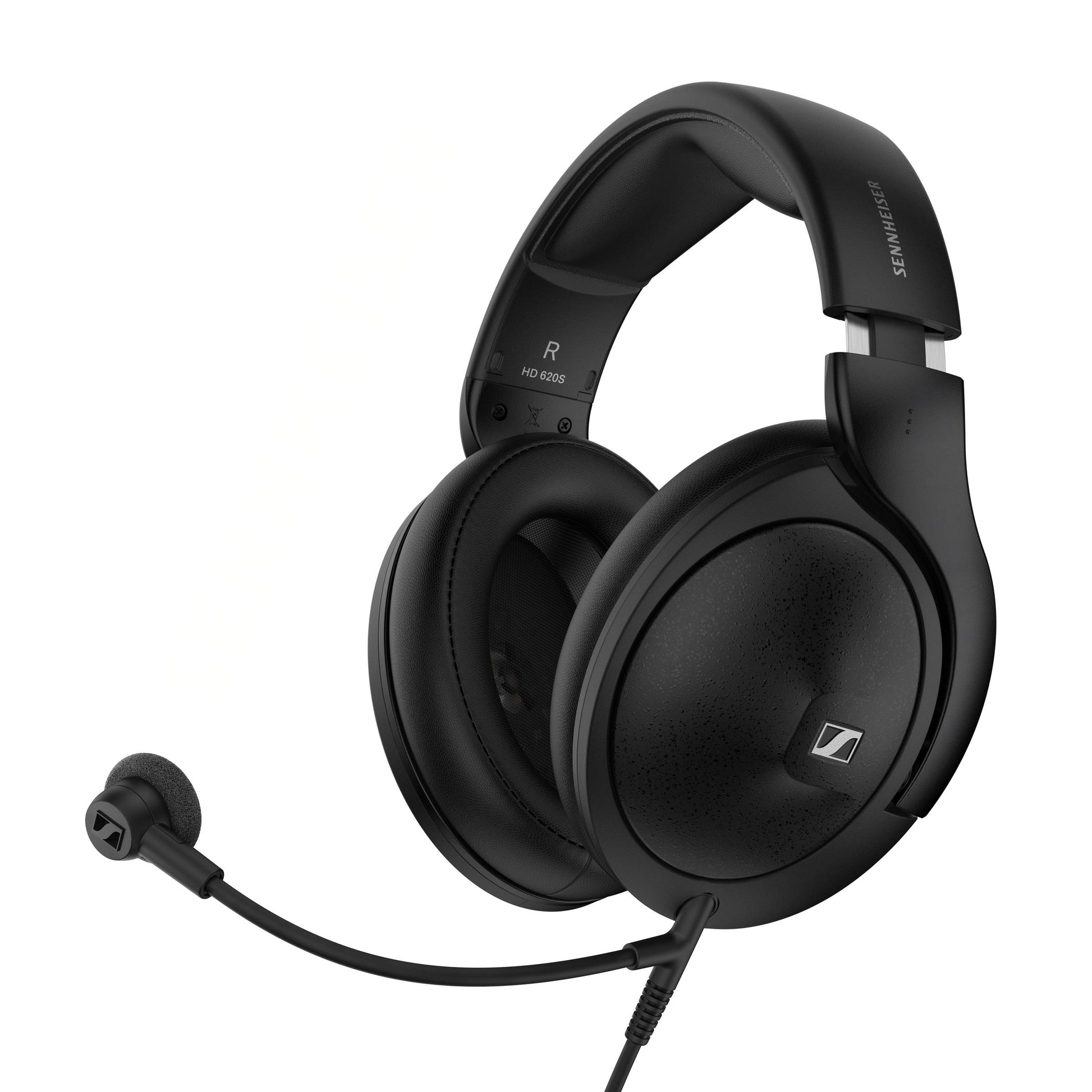 Black gaming headset with microphone on a white background, Sennheiser HD 620 S, HD620S, Gaming Headphone