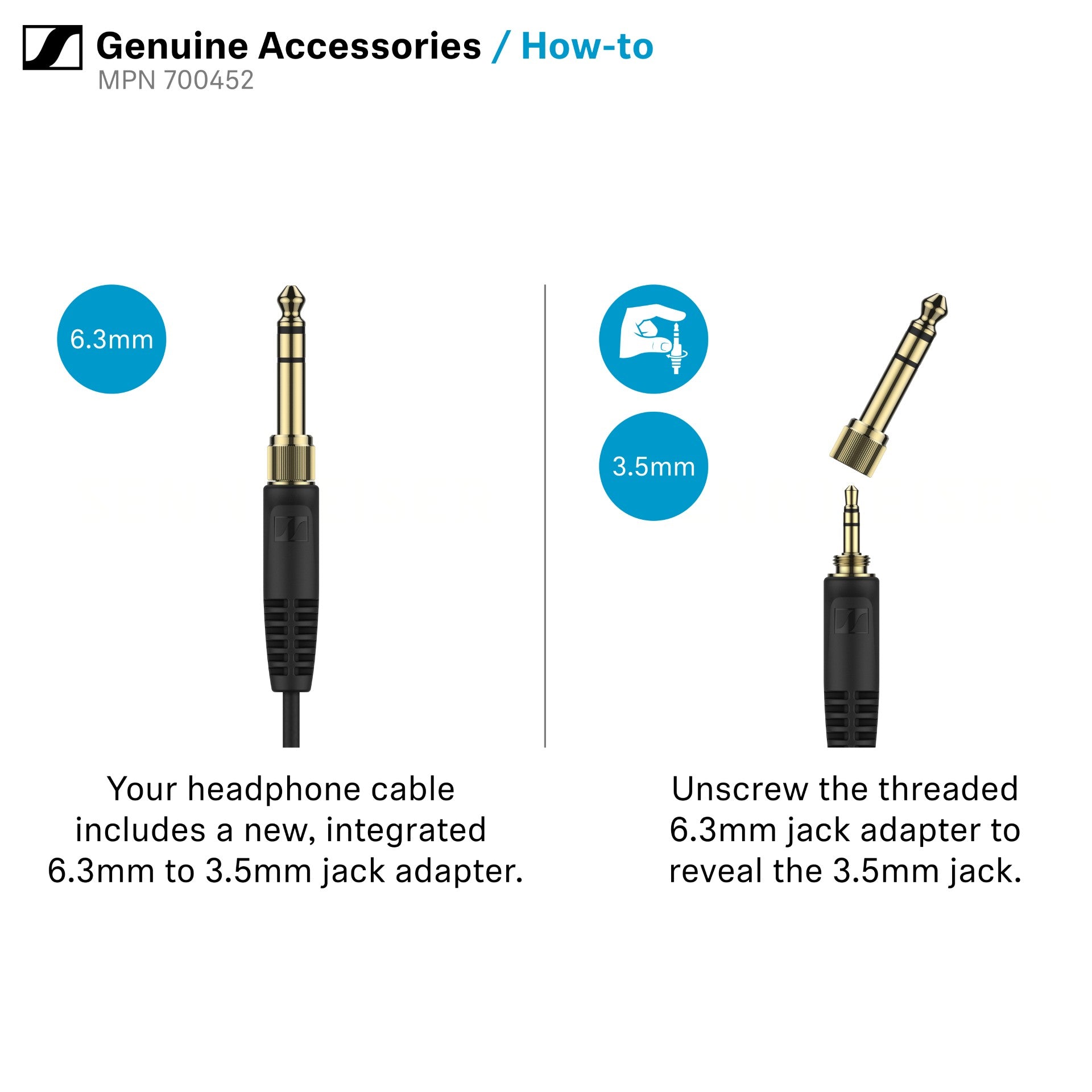 Sennheiser Audio Cable for HD 550, 1.8 m w/ 3.5 mm Jack
